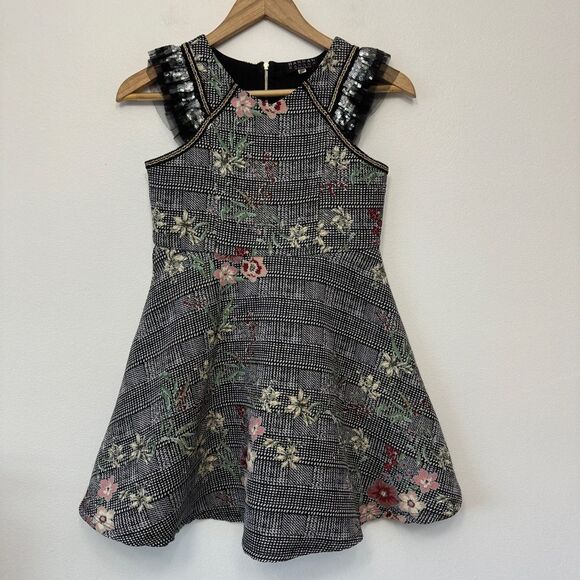 Hannah Banana by Sara Sara Jewels Floral Plaid Sequins Tween Dress - Picture 1 of 7
